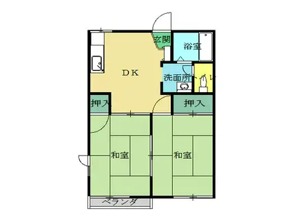 コーポ竹村(2DK/1階)の間取り写真