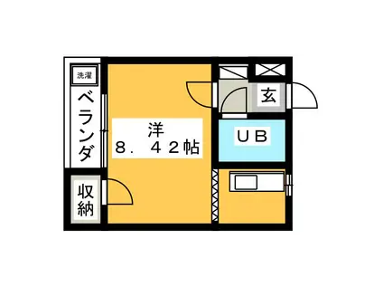 シルクルーム(ワンルーム/1階)の間取り写真