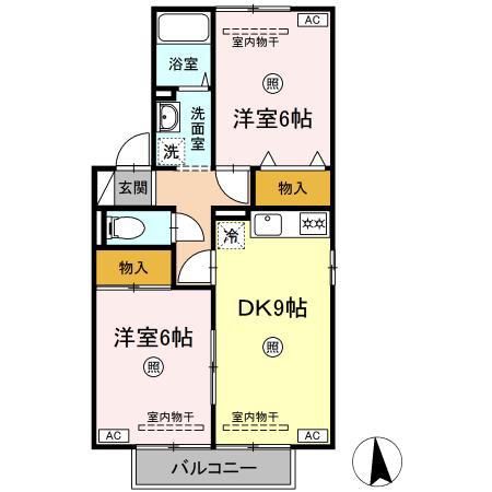 ドミール21(2DK/1階)の間取り写真