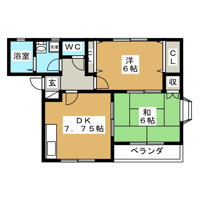 レグルスII(2DK/2階)の間取り写真