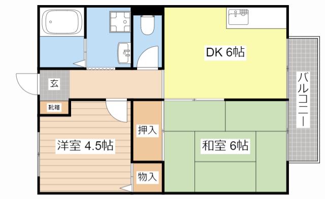 ギオンハイツ(2DK/2階)の間取り写真