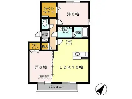 グラス ツイン(2LDK/2階)の間取り写真