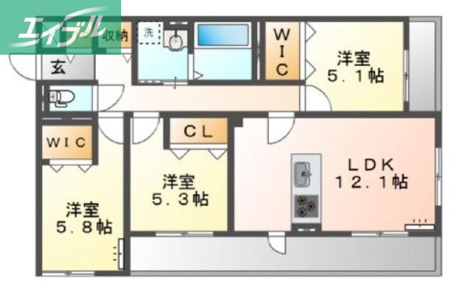 ベラパーシェ(3LDK/2階)の間取り写真