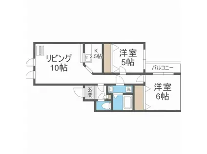 サントアリオ・デ本通南(2LDK/3階)の間取り写真