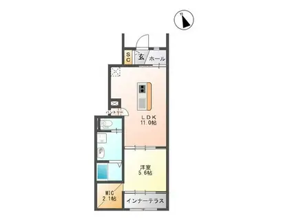 リバーテラスK(1LDK/1階)の間取り写真