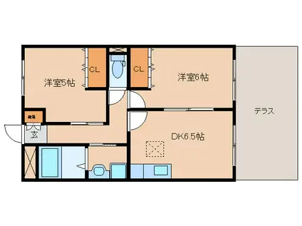 KOWAガーデンハイツI(2DK/1階)の間取り写真