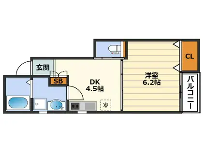 LUXE国分寺II(1DK/2階)の間取り写真