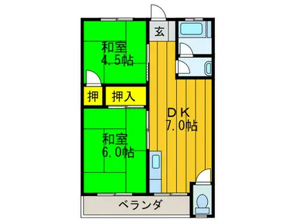 第1山下ハイツ(2DK/2階)の間取り写真