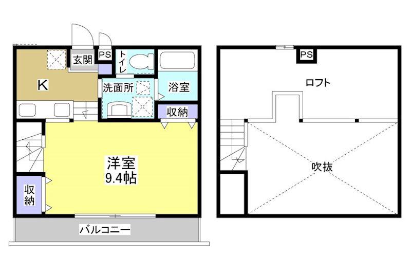 LA・KANA(1K/1階)の間取り写真