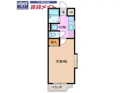 りんどうI(1K/2階)の間取り写真