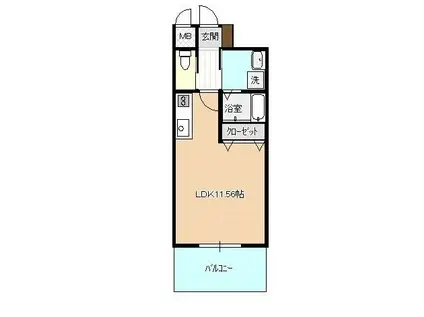 GRAND WISTERIA(ワンルーム/2階)の間取り写真