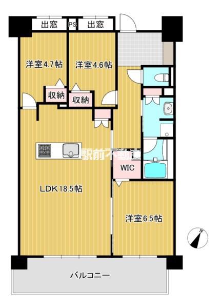 LASANTE 照葉オーシャンテラス(3LDK/3階)の間取り写真