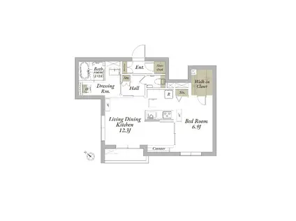 ラ カーサ渋谷本町(1LDK/1階)の間取り写真