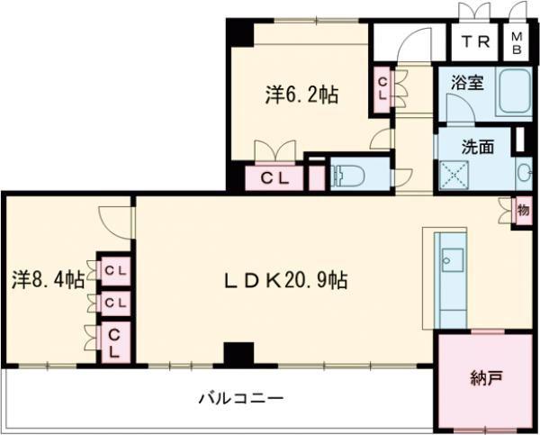 サンメゾン法隆寺(2LDK/3階)の間取り写真