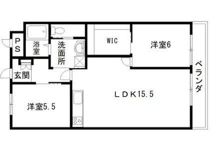 サンシャインハイツII(2LDK/7階)の間取り写真