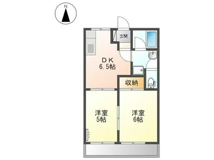 エバーコーポ臼井 B(2DK/1階)の間取り写真