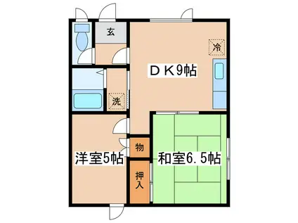 ハイツハラナカ2(2DK/1階)の間取り写真