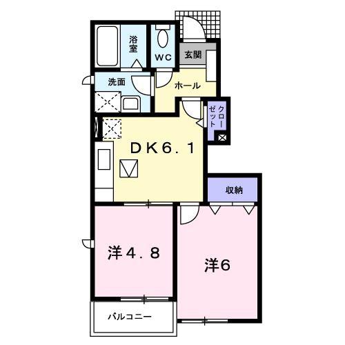 ドゥ ロンタン I(2DK/1階)の間取り写真