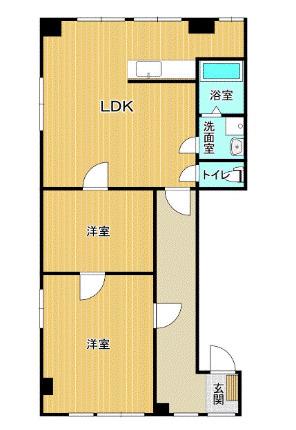 サンライズ通東町(2LDK/5階)の間取り写真
