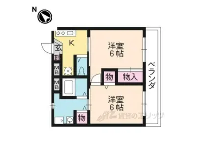 アッツエリマンション(2K/4階)の間取り写真