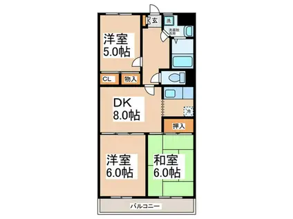 ルミエール・マゴジII(3DK/4階)の間取り写真