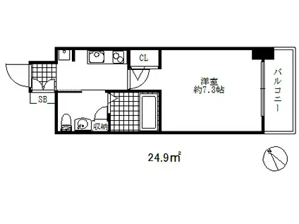 エステムプラザ神戸水木通グランクロス(1K/6階)の間取り写真