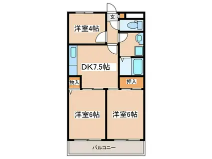 レジデンス中野(3DK/2階)の間取り写真