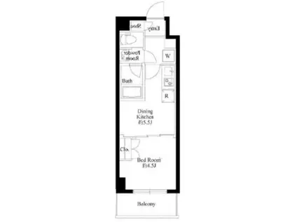 ハーモニーレジデンス高田馬場 手無 敷礼無 常時ゴミ出可(1DK/4階)の間取り写真