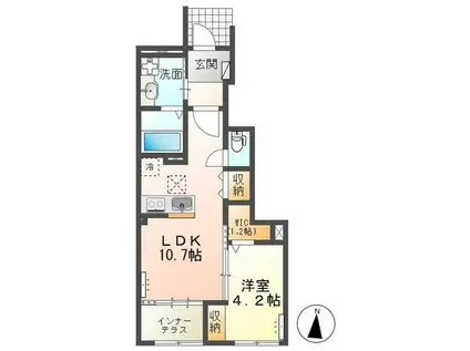 シェーンハイムB(1LDK/1階)の間取り写真