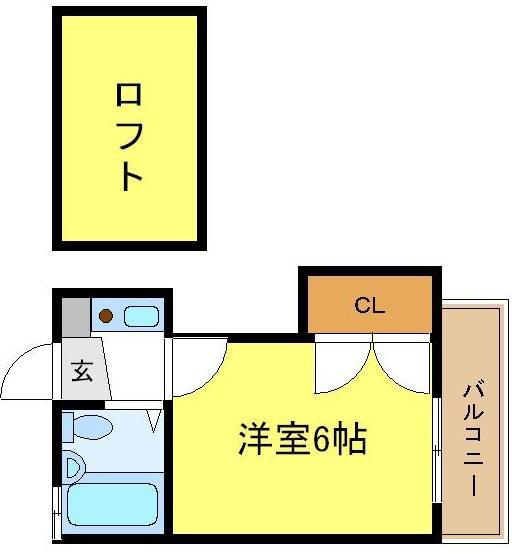 キャンパスコート東住吉(1K/2階)の間取り写真