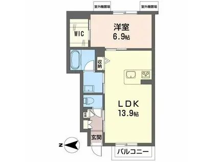 シティプラザ青森A棟(1LDK/1階)の間取り写真