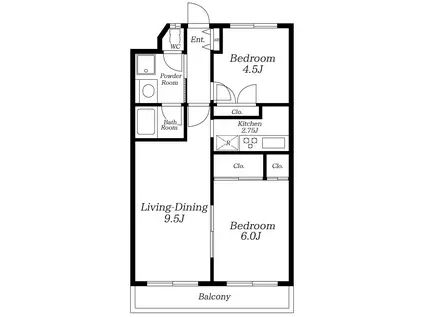 マルベリー平塚(2LDK/2階)の間取り写真