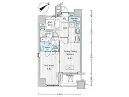 MFPRコート赤坂見附(1DK/6階)の間取り写真