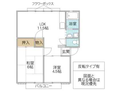 ライフ・堀(2LDK/2階)の間取り写真