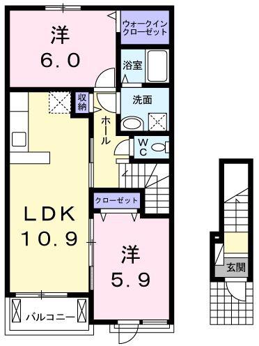 サンリットC(2LDK/2階)の間取り写真