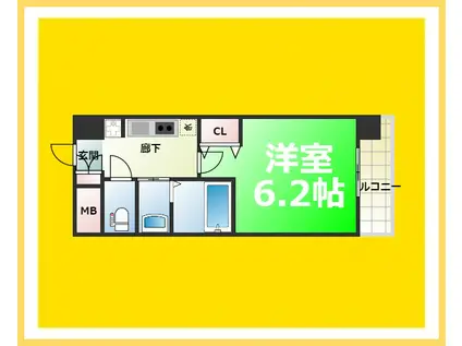 エステムコート難波VIIビヨンド(1K/5階)の間取り写真