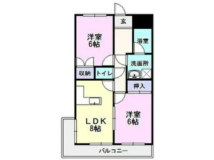 パークサイドスズK(2LDK/4階)の間取り写真