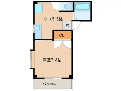 シルク大槻(1DK/1階)の間取り写真