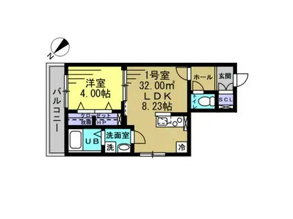 AJ北小金(1LDK/1階)の間取り写真