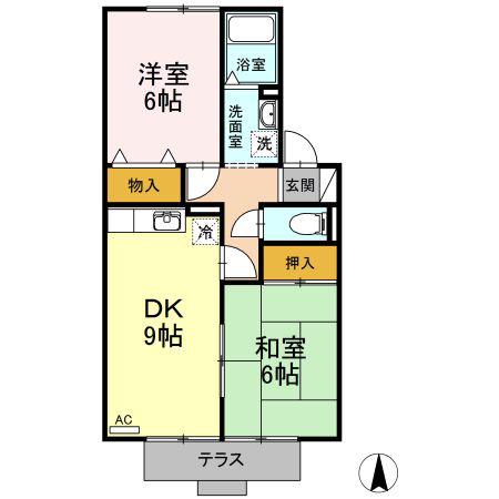 セジュールオリオンA(2DK/1階)の間取り写真