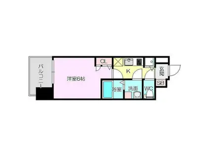 プレサンス新大阪ヴィガ(1K/2階)の間取り写真