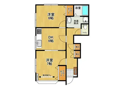 エクセルヴィレッジ(2DK/1階)の間取り写真