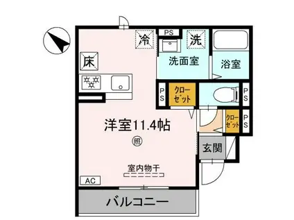 ESPRIT V(ワンルーム/1階)の間取り写真