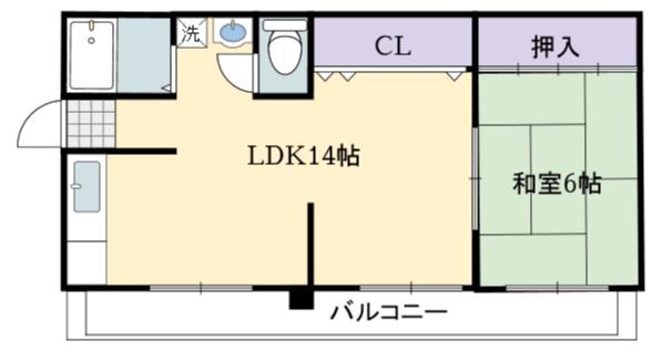 波賀ハイツ(1LDK/3階)の間取り写真