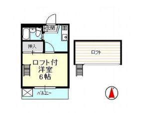ガーデンコート早出(1K/2階)の間取り写真