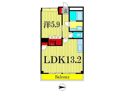 マスターピース(1LDK/2階)の間取り写真