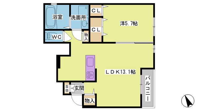 ソフィア ルミエールII(1LDK/1階)の間取り写真