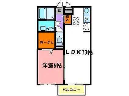 エスペランサ二見(1LDK/2階)の間取り写真