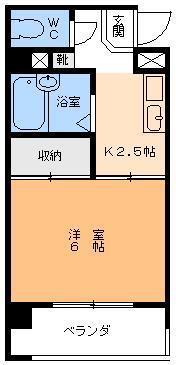 エクレール味酒(1K/4階)の間取り写真