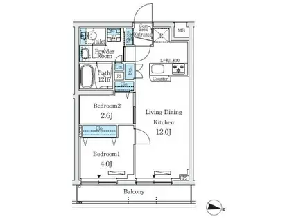 プライムブリス中野富士見町I(2LDK/2階)の間取り写真